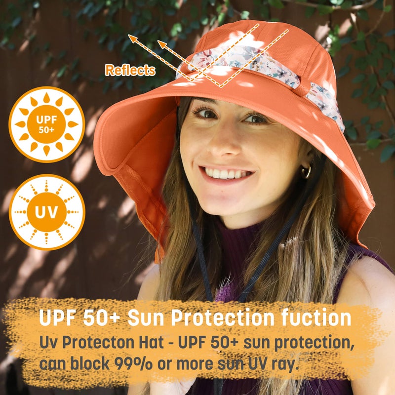 Solaris UPF 50+ Women's Wide Brim Sun Hat â€“ Lightweight Foldable with Detachable Scarf & Neck Cover, UV Protection for Hiking, Beach, Gardening - Image 2